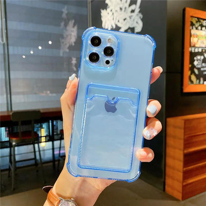Transparent Card Slot Case For Iphone With Holder