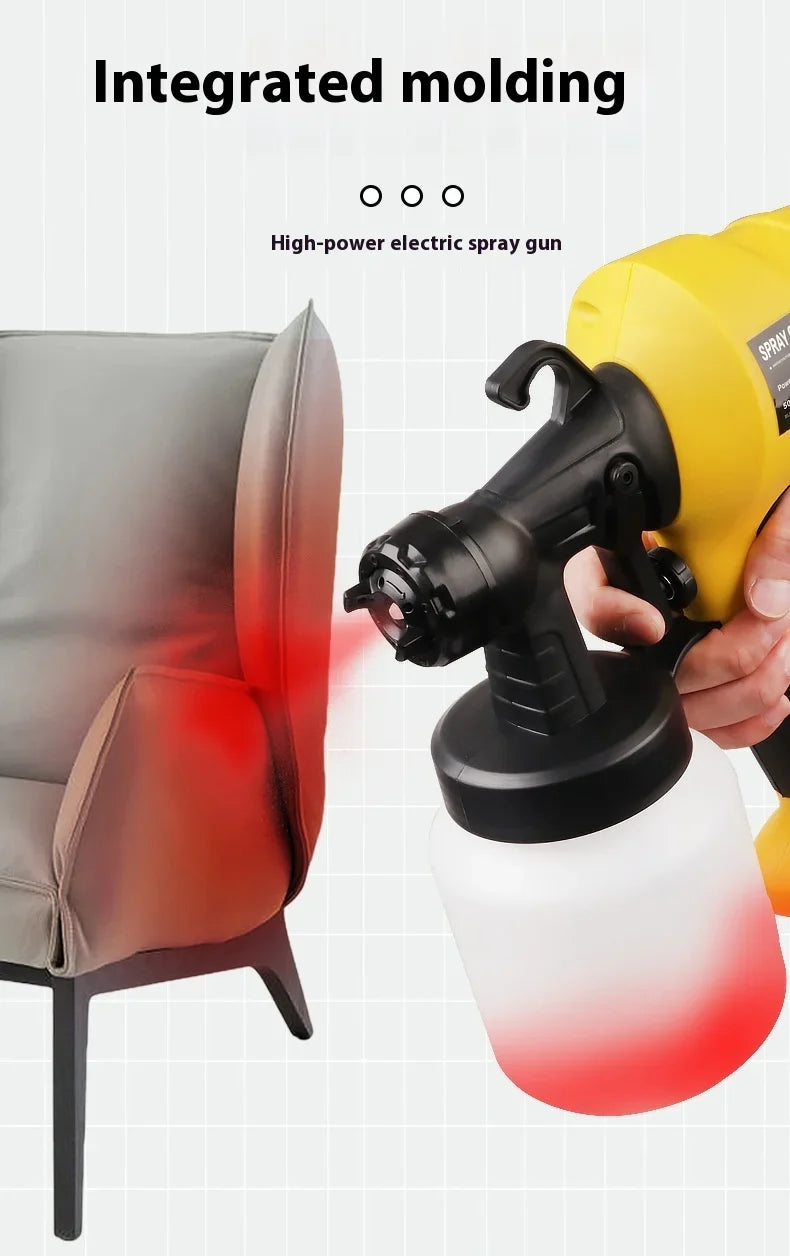 Portable electric paint sprayer yellow with black grip spraying red chair UpTrend Deals on Tampa Home & Garden Store