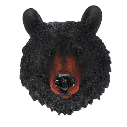 Bear head wall decor sculpture with black fur and red muzzle for bedroom or living room on Tampa Home & Garden Store