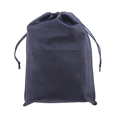 Drawstring storage bag in dark gray with black cords on Tampa Home & Garden Store