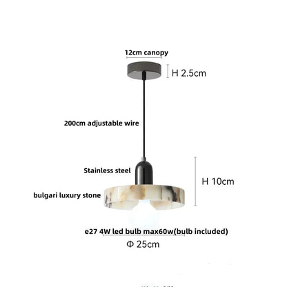DecorBites LED pendant lamp with Bulgari stone globe and 200cm adjustable wire on Tampa Home & Garden Store