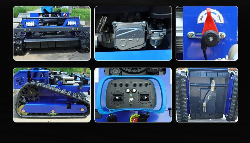 Self-Propelled Remote-Control Lawn Mower blue UpTrend Deals 550mm cut, tracked drive on Tampa Home & Garden Store