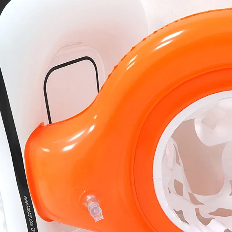 Mini inflatable basketball hoop toy in bright orange with pump valve on Tampa Home & Garden Store