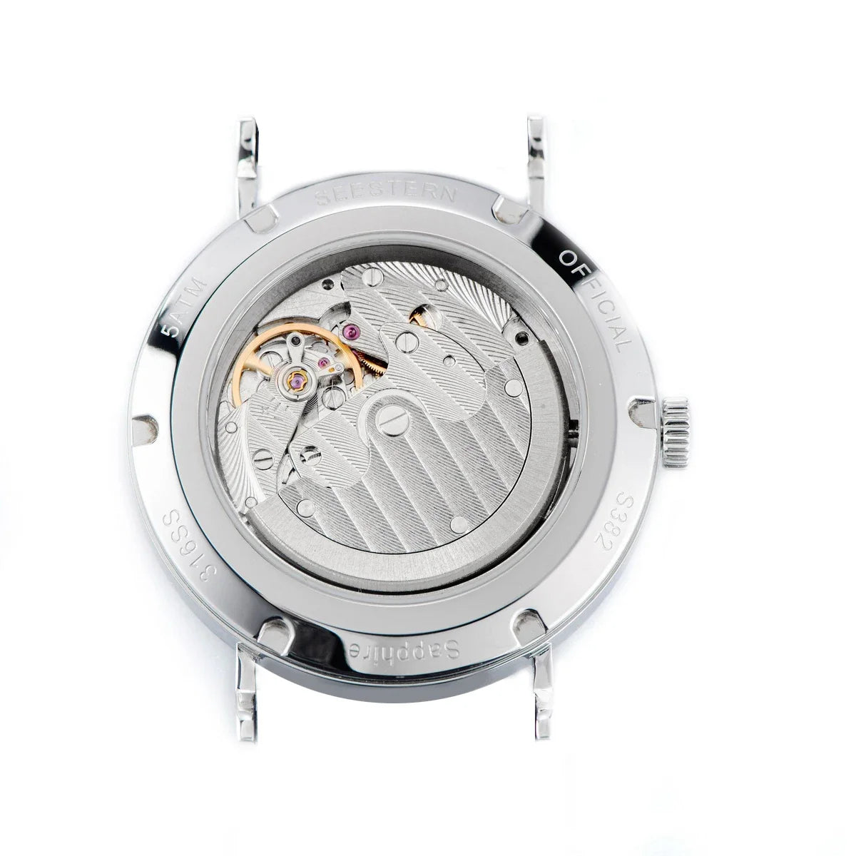 Men's Ultra-Thin Automatic Dress Watch stainless steel case back with visible movement on Tampa Home & Garden Store