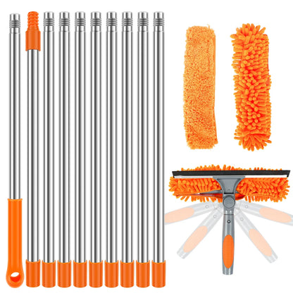 UpTrend Deals Extendable Window Cleaning Kit with 2-in-1 squeegee and orange microfiber heads on Tampa Home & Garden Store
