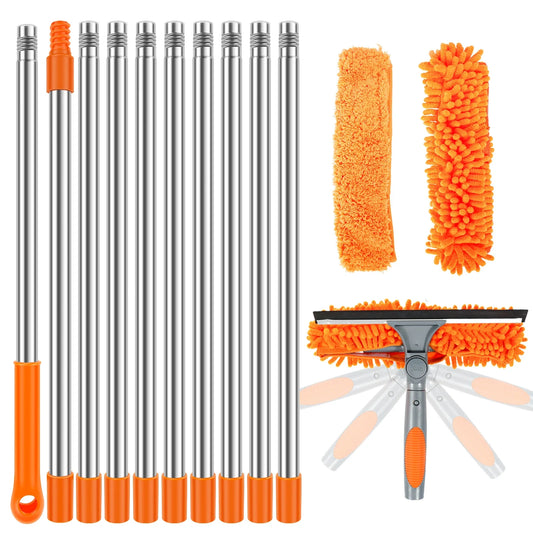 UpTrend Deals Extendable Window Cleaning Kit with 2-in-1 squeegee and orange microfiber heads on Tampa Home & Garden Store