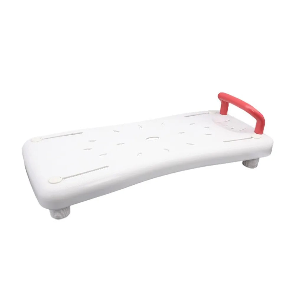 Adjustable Bathtub Shower Board by UpTrend Deals, white with red handle, non-slip bath seat on Tampa Home & Garden Store