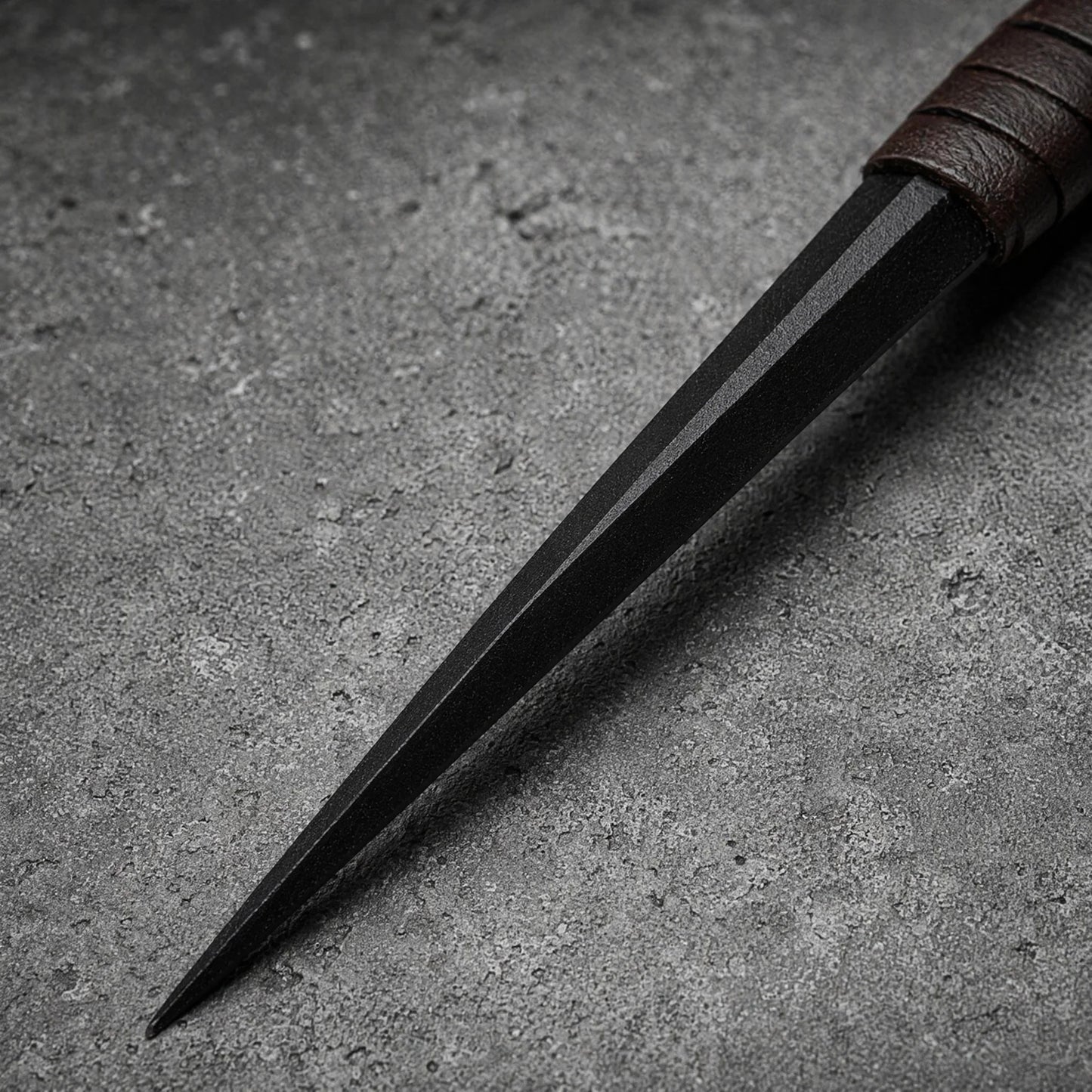 Compact Steel and Leather Camping Knife Tool