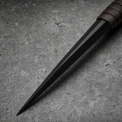 Compact Steel and Leather Camping Knife Tool