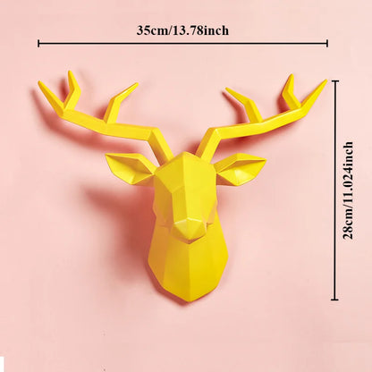 Elk head wall mount decor yellow resin geometric statue by Perfecsy on Tampa Home & Garden Store