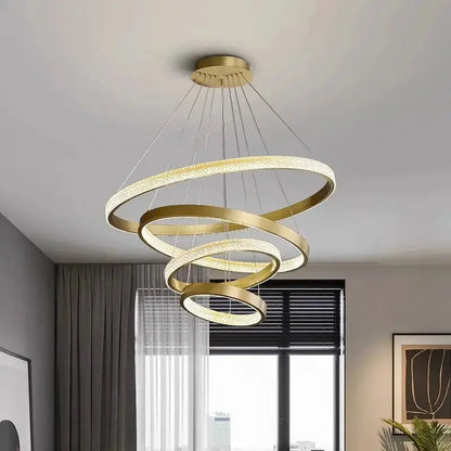 DecorBites LED pendant chandelier with gold rings for modern living room and dining room on Tampa Home & Garden Store