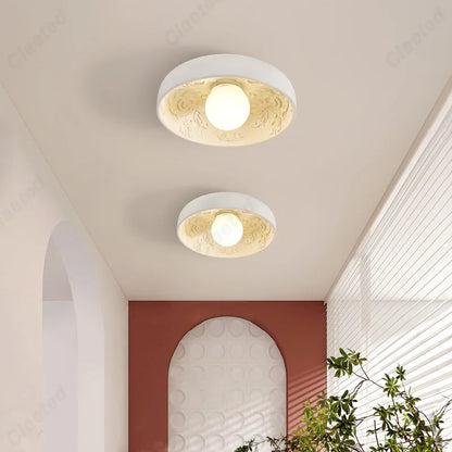Perfecsy Cream Wind LED ceiling lamp, round flush-mount with embossed interior, twin lamps on Tampa Home & Garden Store