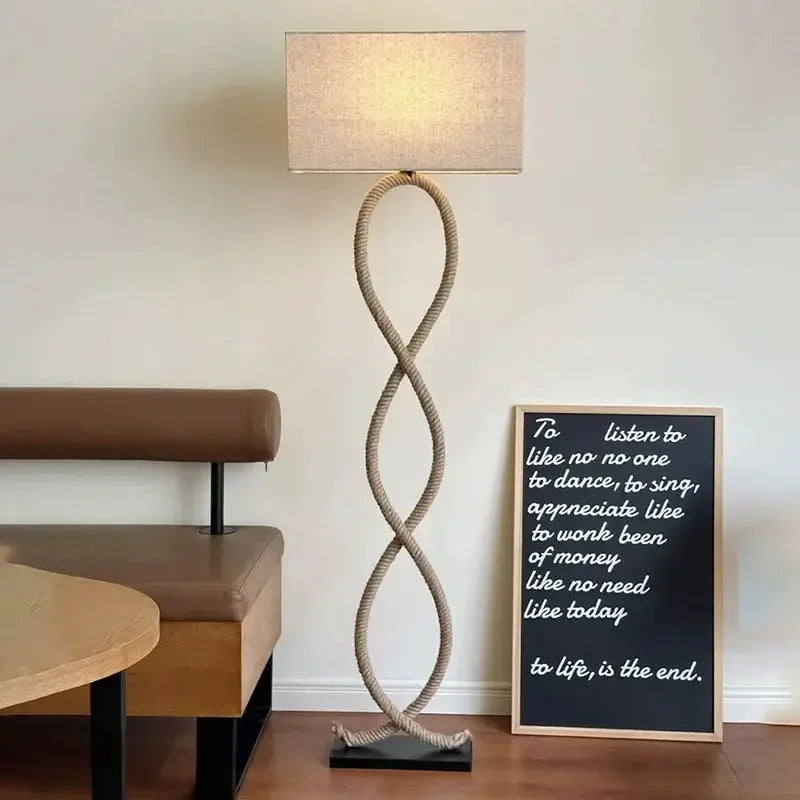 DecorBites Hemp Rope Fabric Shade LED Floor Lamp