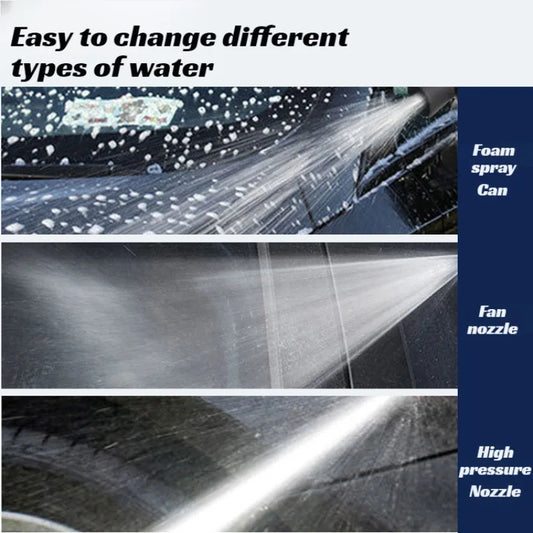 Cordless pressure washer spray gun for car care with foam spray can and three nozzle types on Tampa Home & Garden Store