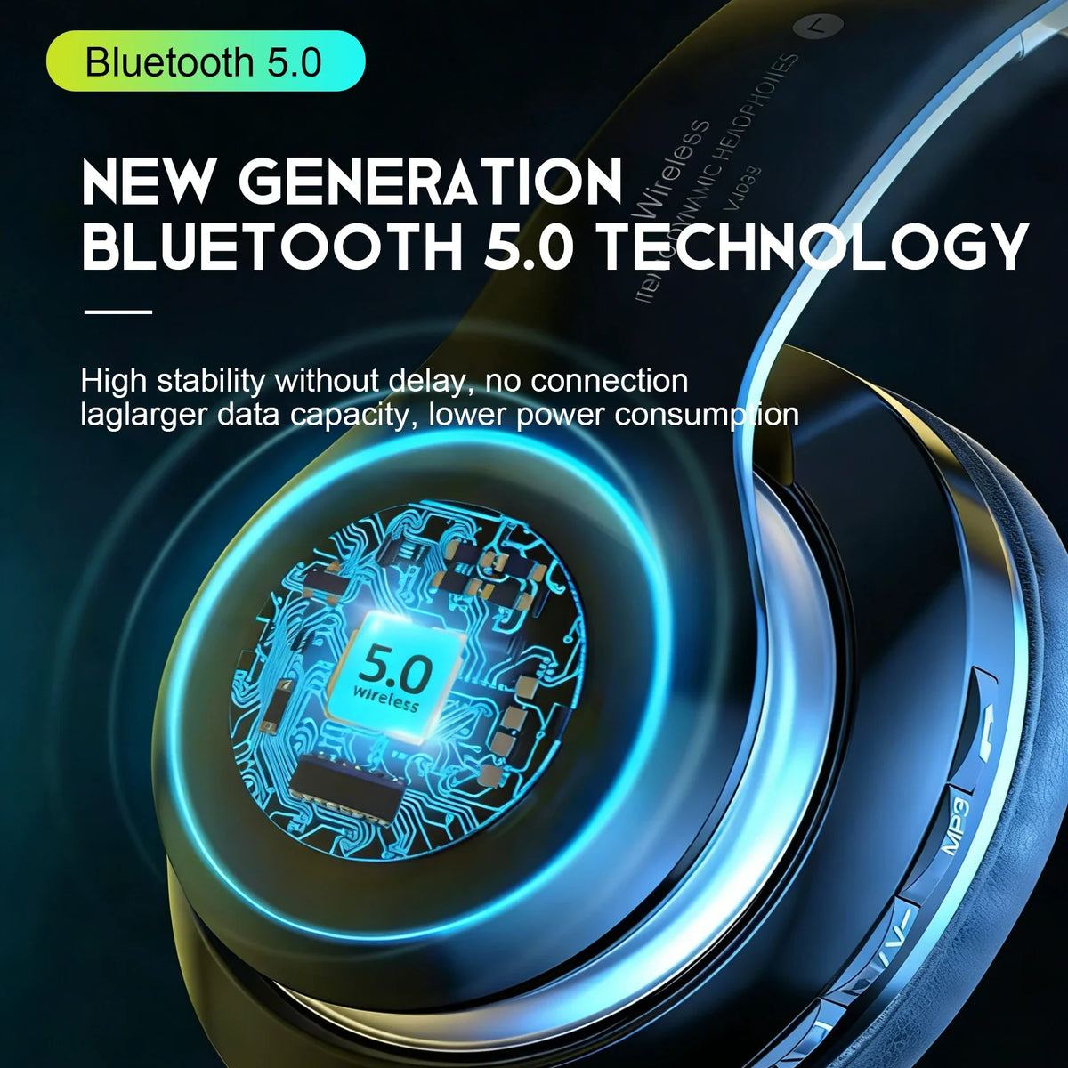 Wireless Bluetooth 5.0 on-ear headphones by FLIPSTYLEZLLC, foldable, low-latency stereo on Tampa Home & Garden Store