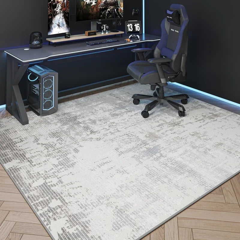 VIKAMA game room carpet by Perfecsy, light gray abstract rug for desk setup durable washable on Tampa Home & Garden Store