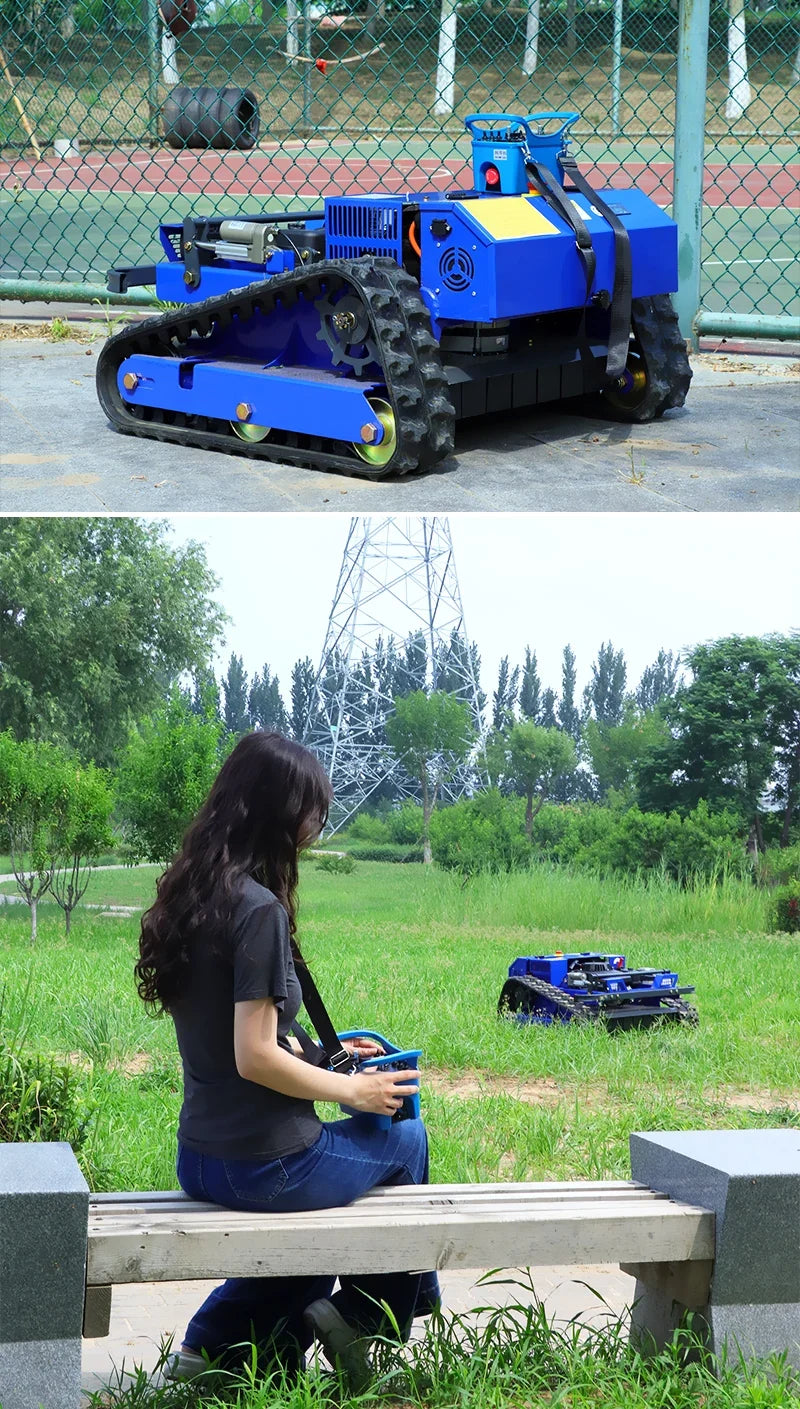 Self-Propelled RC Lawn Mower 550mm blue tracked unit UpTrend Deals for small gardens on Tampa Home & Garden Store