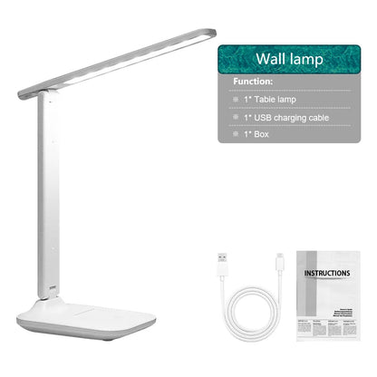 LED Eye Protection Desk Lamp Double Head Rechargeable Dimmable Light for Study