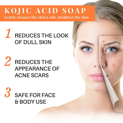 Kojic Acid Soap by Silcy Skin, 130g body soap highlighting dull skin and acne scar reduction on Tampa Home & Garden Store