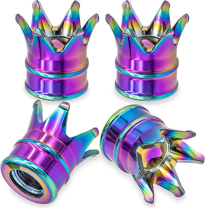 Crown valve stem caps 4-pack rainbow metallic finish BikerZoneZ valvecaps on Tampa Home & Garden Store