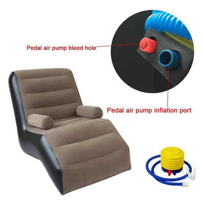 Folding Lazy Sofa Inflatable Lounge Chair Thick Durable Gaming Lounger Air Bed Seat