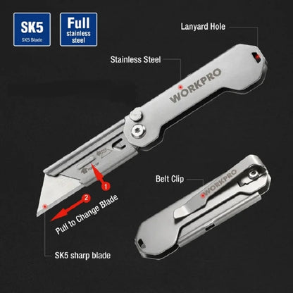 Workpro Stainless Folding Pocket Utility Knife