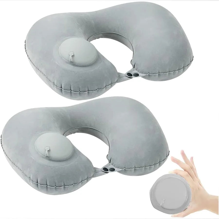 UpTrend Deals portable inflatable neck pillow gray flocking with valve 2-pack on Tampa Home & Garden Store