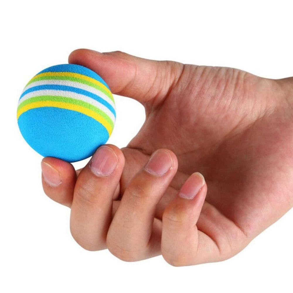 10pcs cat toy balls set blue foam balls with rainbow stripes for indoor play on Tampa Home & Garden Store