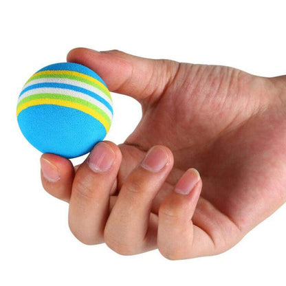 10pcs cat toy balls set blue foam balls with rainbow stripes for indoor play on Tampa Home & Garden Store
