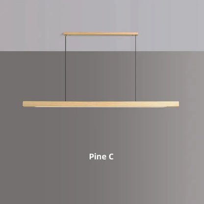 DecorBites Pine C linear LED pendant light with pine wood finish, two suspension cables on Tampa Home & Garden Store