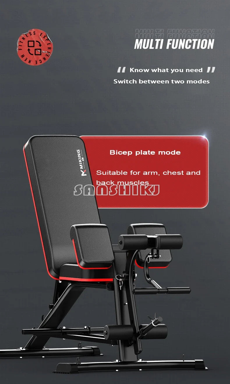 Multi-Function Weightlifting Bench - UpTrend Deals black with red trim bicep plate mode on Tampa Home & Garden Store