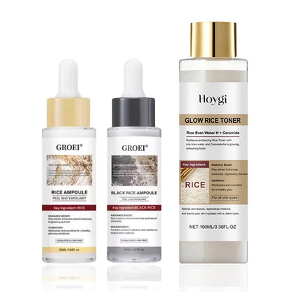 Peel Shot Ampule Set 3-piece Rice Toner and moisturizing essences for glowing skin on Tampa Home & Garden Store