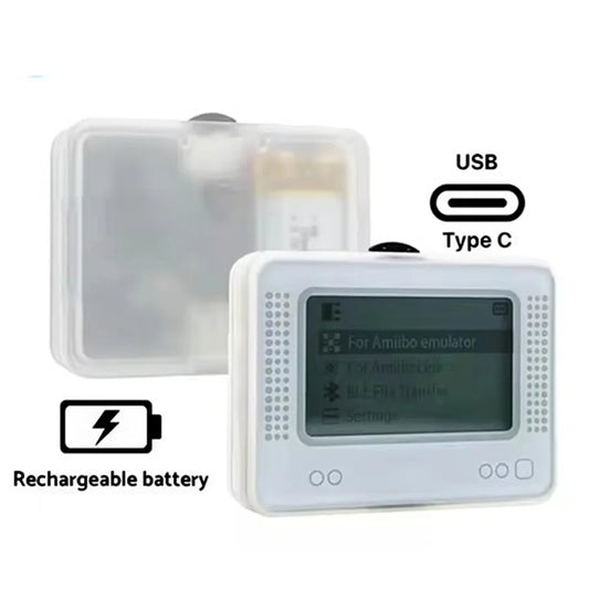 FANGTUOSI NFC Amiibo emulator device, white handheld with USB-C and rechargeable battery on Tampa Home & Garden Store