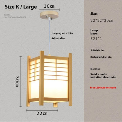Perfecsy wood pendant lamp with shoji frame, E27 base, 22x22x30 cm, LED bulb included on Tampa Home & Garden Store