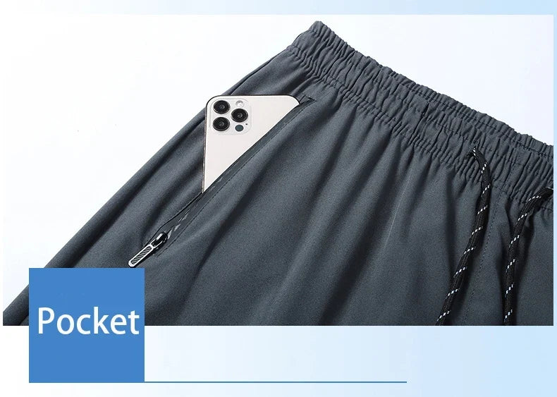 Men's jogger pants with breathable quick-dry fabric, black, drawstring waist, zip pocket on Tampa Home & Garden Store