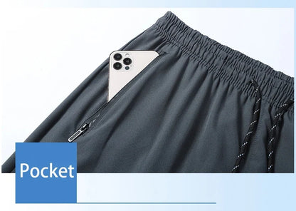 Men's jogger pants with breathable quick-dry fabric, black, drawstring waist, zip pocket on Tampa Home & Garden Store