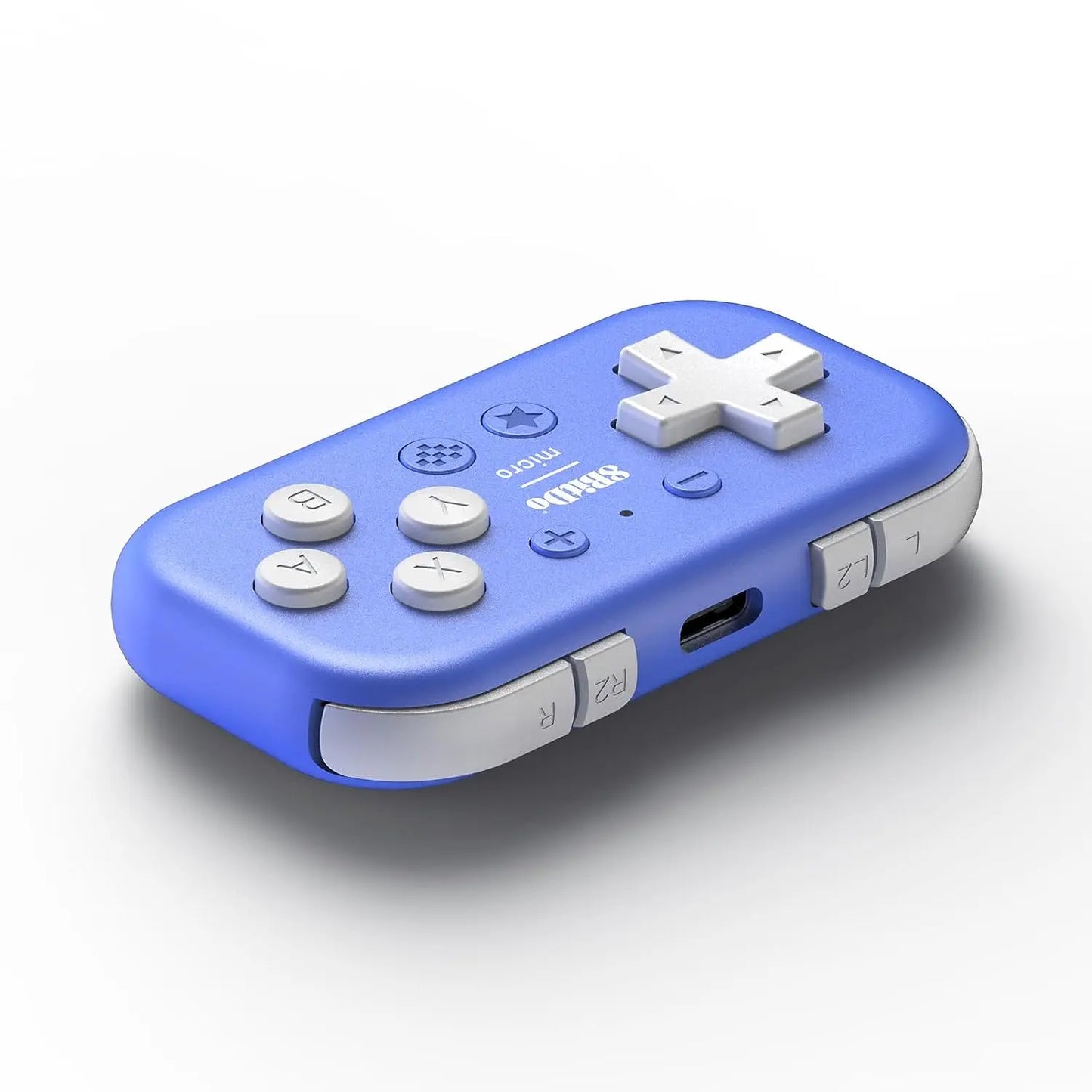 8Bitdo Micro Bluetooth Gamepad blue mini controller with white D-pad and A/B/X/Y buttons on Tampa Home & Garden Store