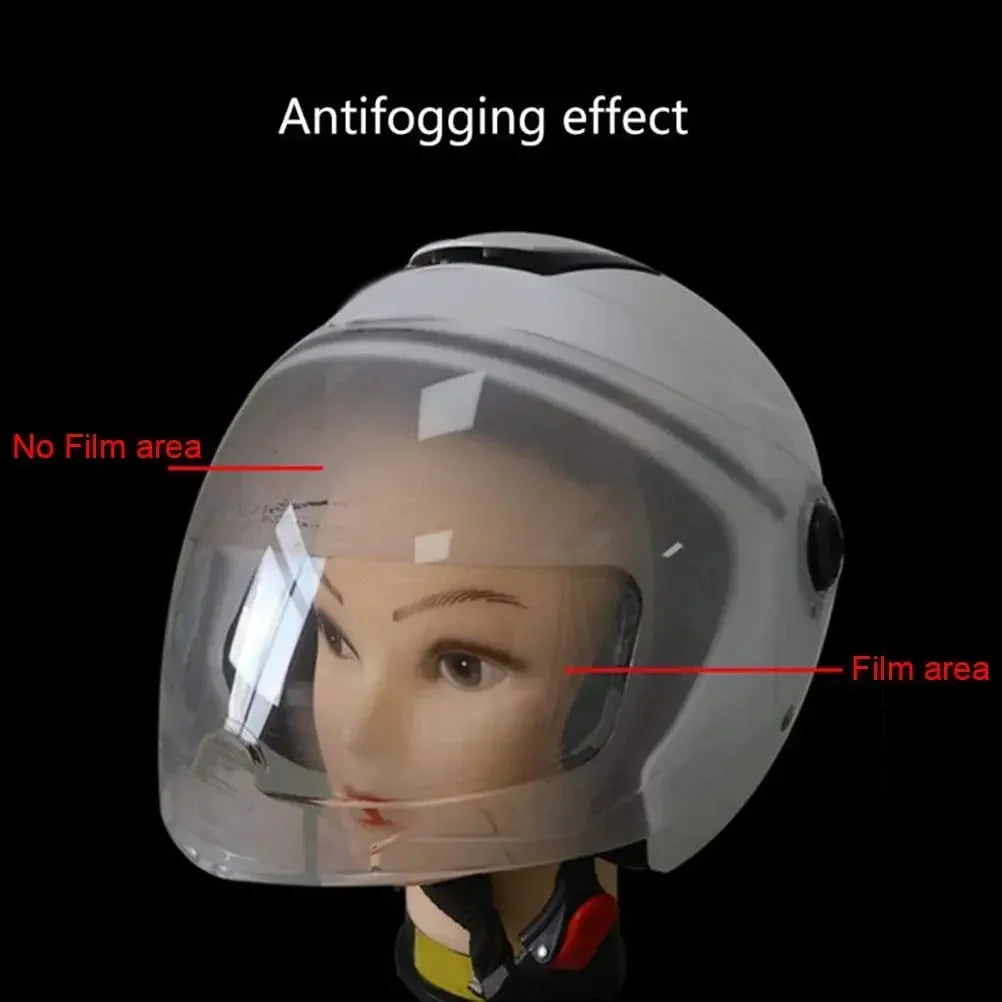 Anti-fog patch film for helmet visor by BikerZoneZ with clear film area on visor on Tampa Home & Garden Store