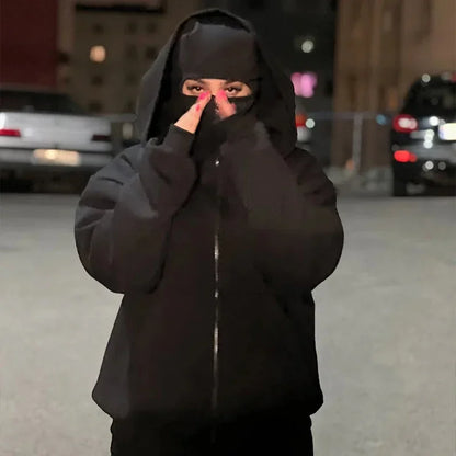Men's Balaclava Zip Hoodie black hooded jacket with face mask winter warmth UpTrend Deals on Tampa Home & Garden Store