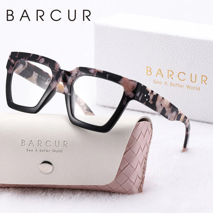 BARCUR reading glasses pink tortoiseshell square frame with blue light blocking lenses gift box on Tampa Home & Garden Store