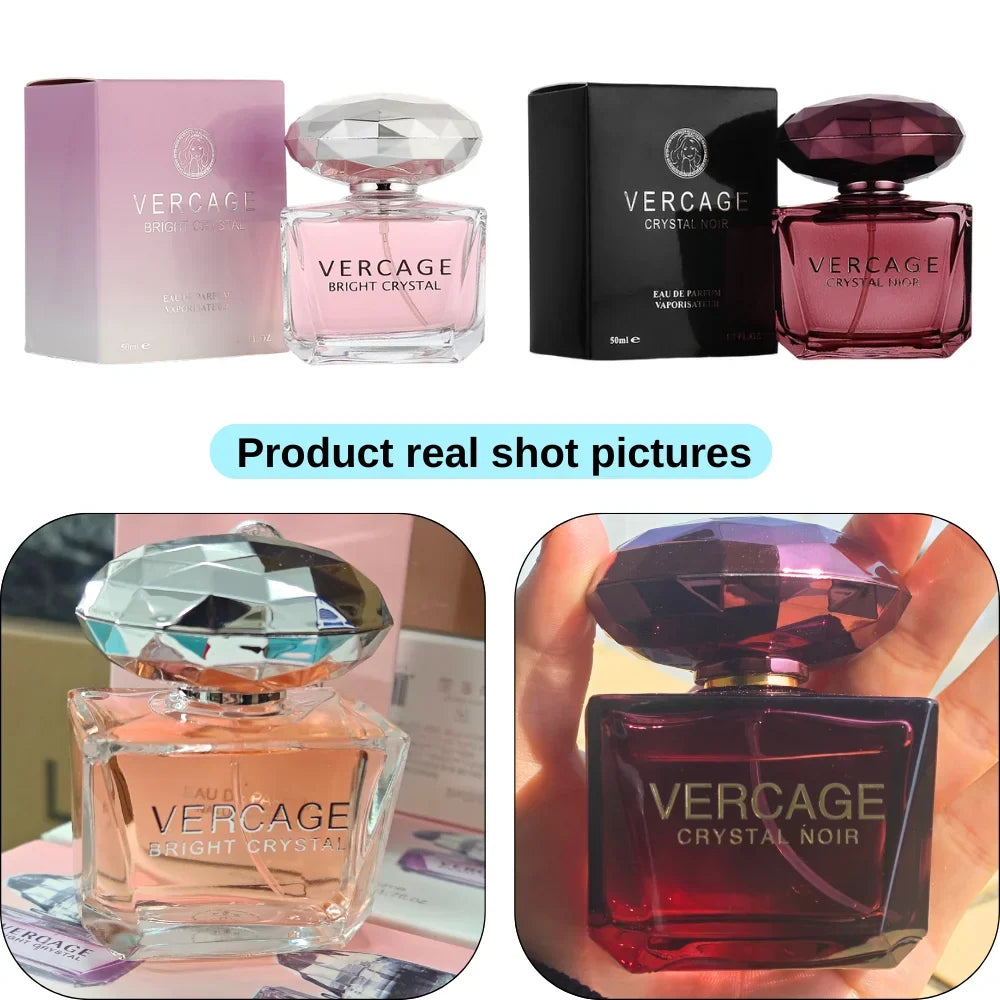 Perfume bottle duo with diamond caps pink Bright Crystal and Noir by VERCAGE on Tampa Home & Garden Store