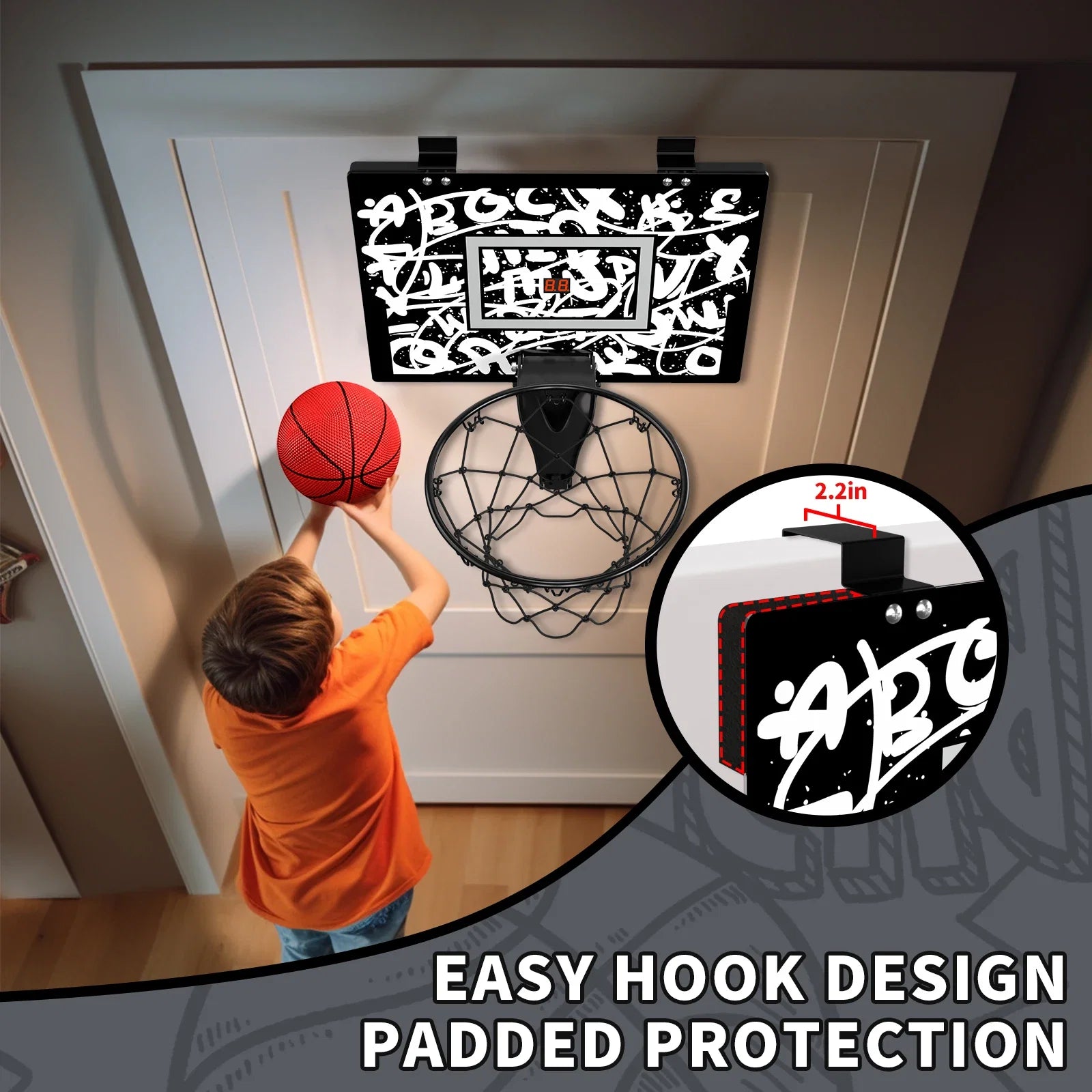 Kids mini basketball hoop with electronic scoreboard and backboard for indoor outdoor use on Tampa Home & Garden Store