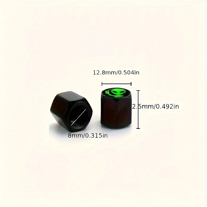 2pcs aluminium valve stem caps black with green top logo BikerZoneZ on Tampa Home & Garden Store