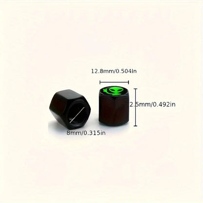 2pcs aluminium valve stem caps black with green top logo BikerZoneZ on Tampa Home & Garden Store