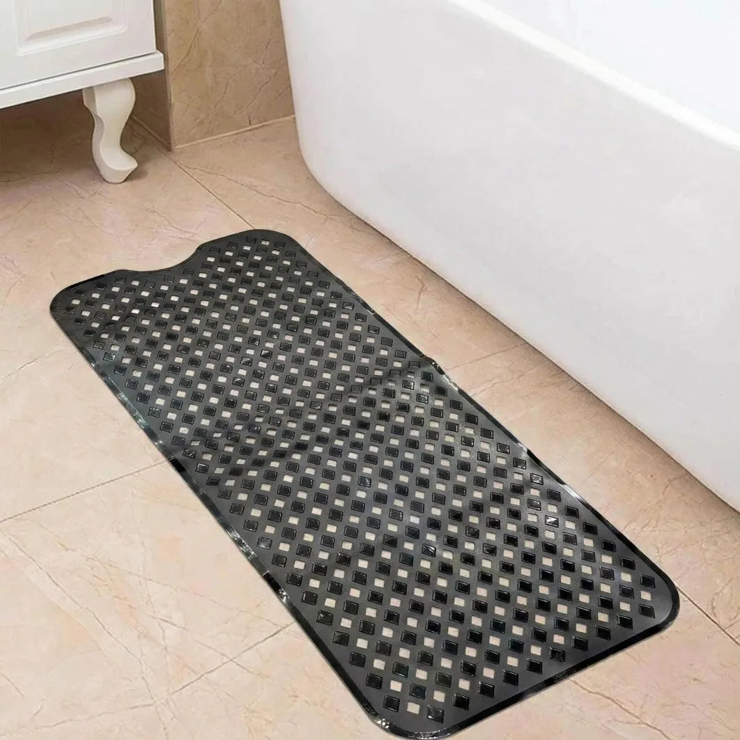 Bathtub mat 40x100cm black extra long non-slip with suction cups and drain holes on Tampa Home & Garden Store