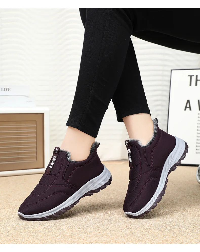 Women's Snow Boots by UpTrend Deals, dark purple with faux fur lining and rugged outsole on Tampa Home & Garden Store