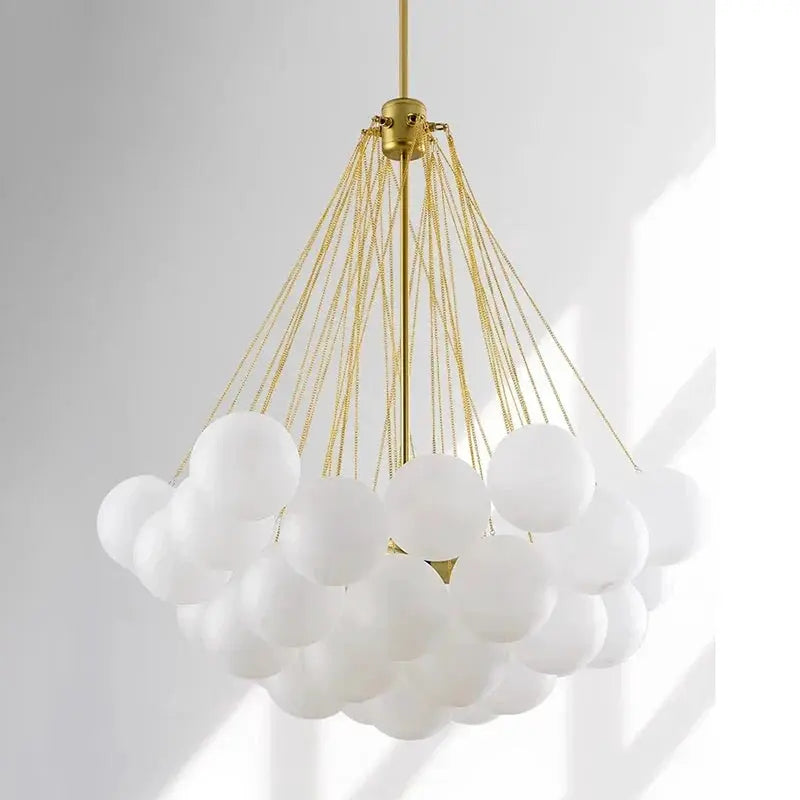 DecorBites LED pendant chandelier with gold finish and white glass globe cluster on Tampa Home & Garden Store