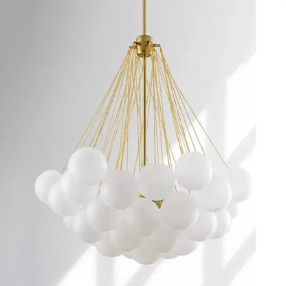 DecorBites LED pendant chandelier with gold finish and white glass globe cluster on Tampa Home & Garden Store
