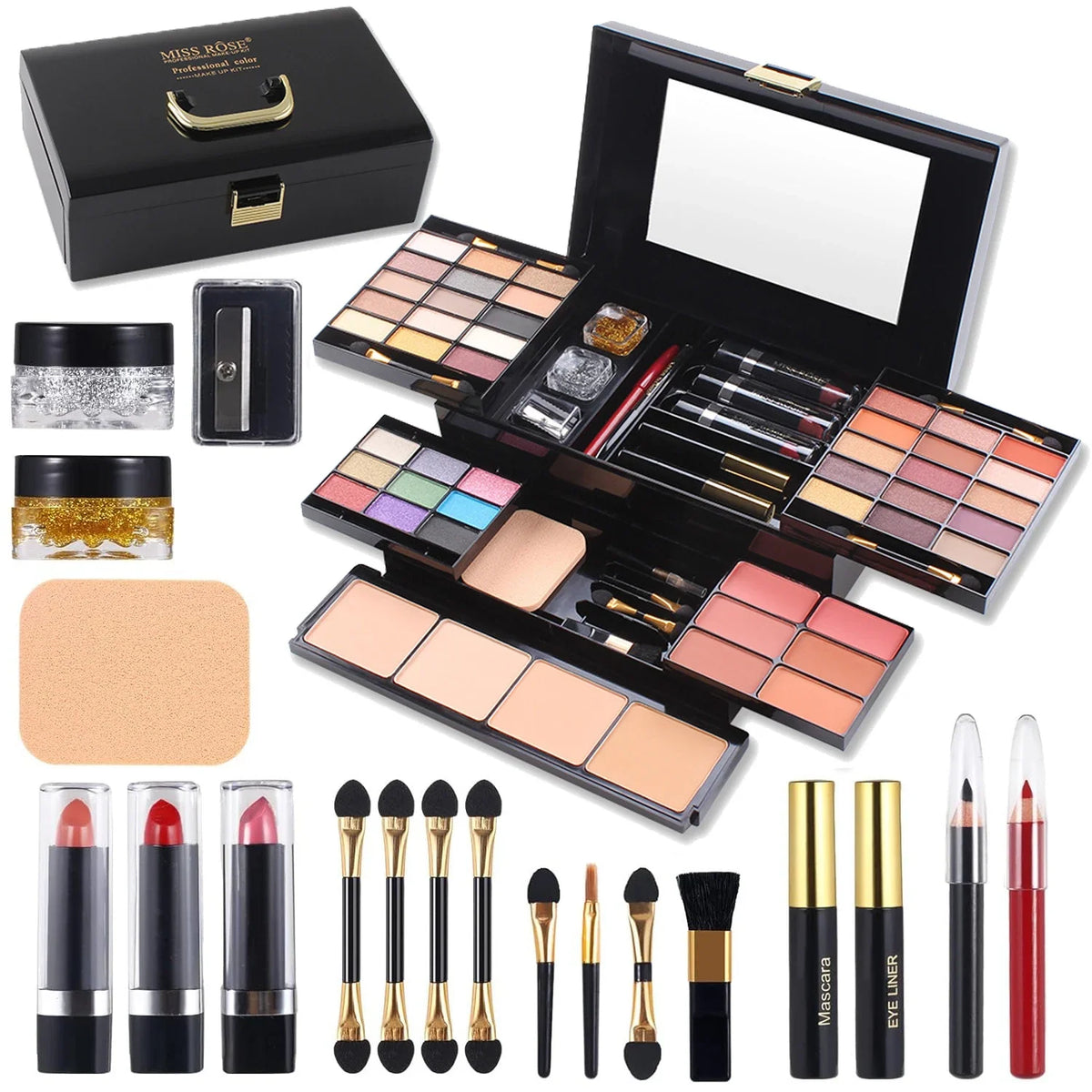 Color Spirit Professional Makeup Set by Silcy Skin in a black case with palettes and brushes on Tampa Home & Garden Store