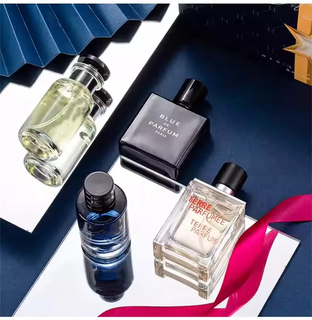 Silcy Skin luxury men perfume gift set, 4×100ml bottles in blue, black and clear glass on Tampa Home & Garden Store